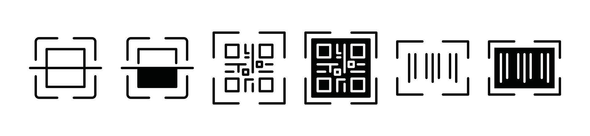 código de barras escáner icono. escanear qr código o código de barras icono símbolo colección - ilustración vector