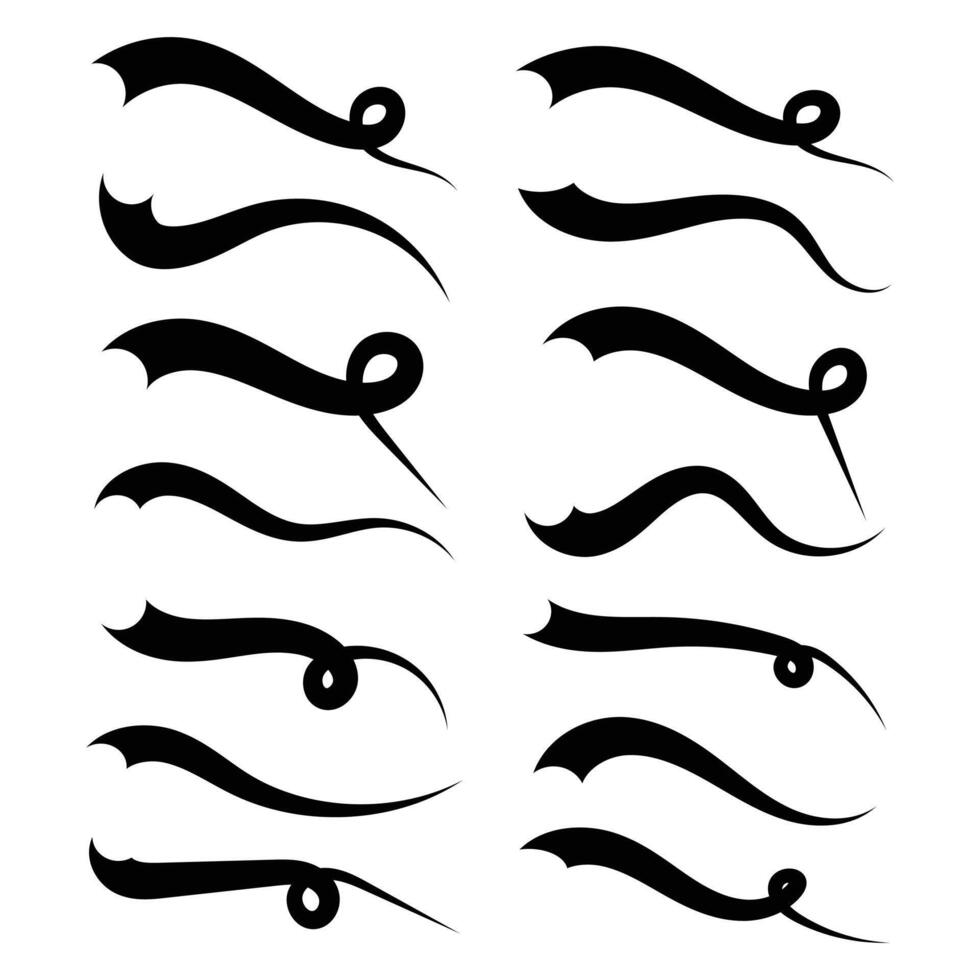 Swoosh , icon set. Swoosh element simple design swoop underline typography. Swash and swooshes tails design template isolated on white background. Simple illustration. vector