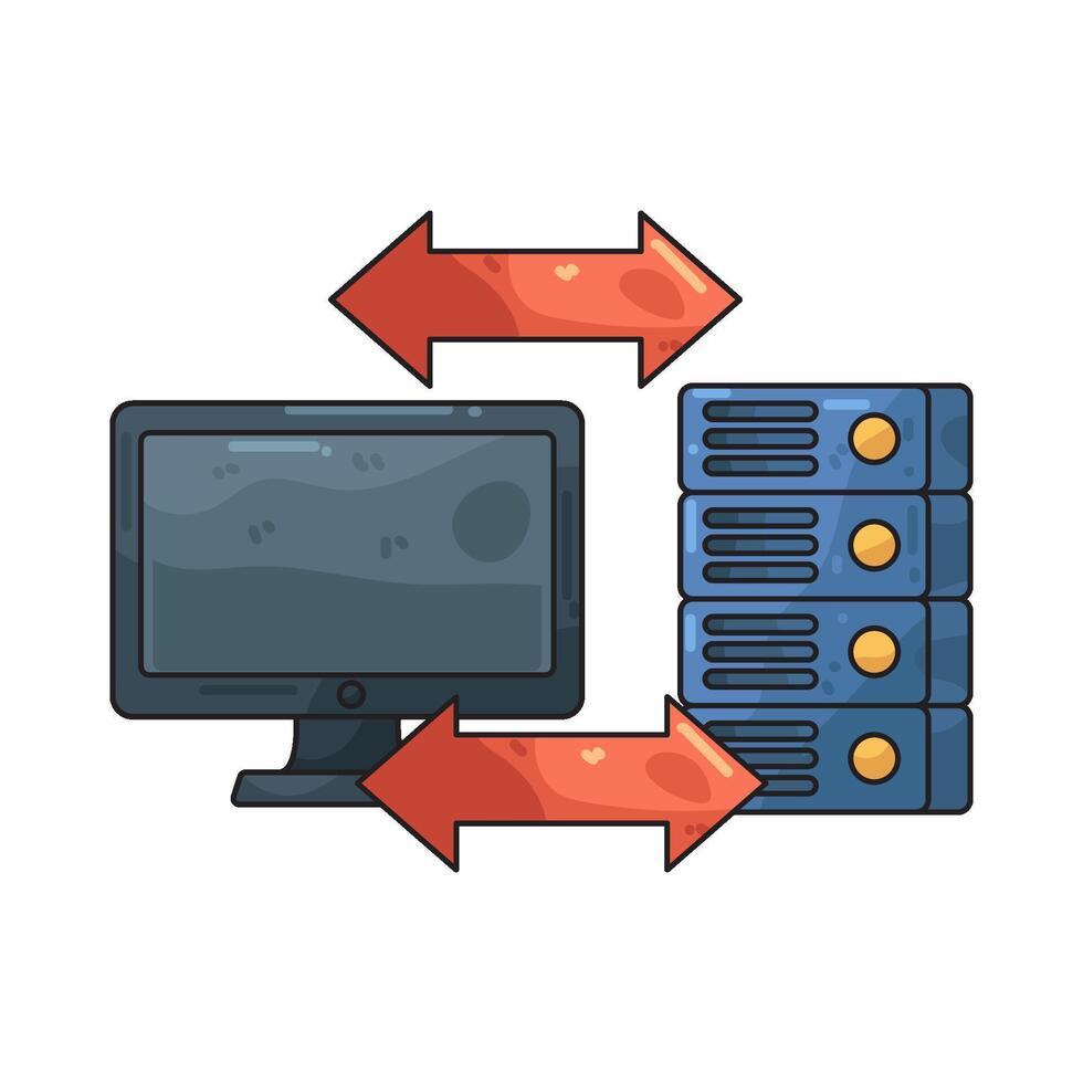 Stylized Computer Server Data Exchange Illustration vector