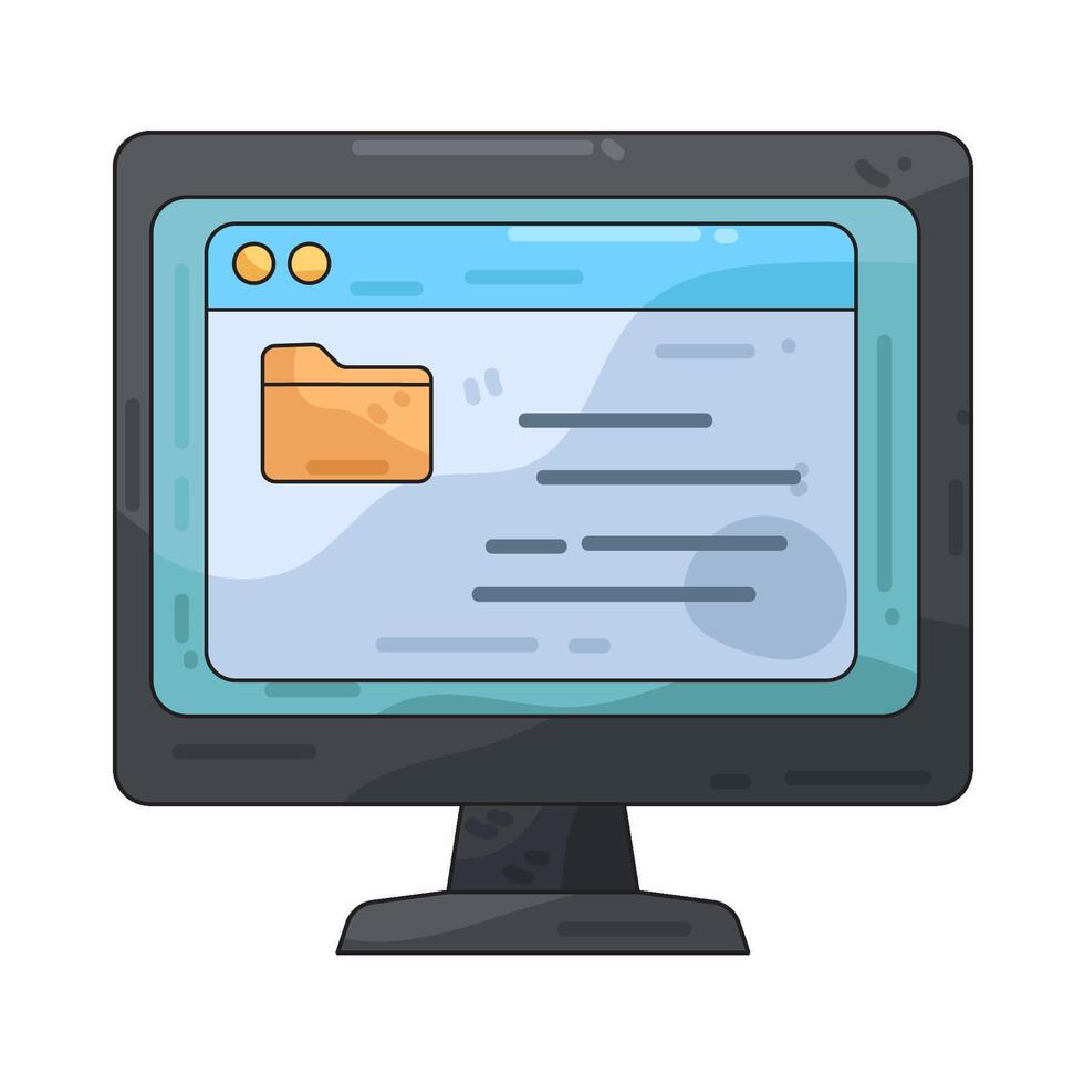 Computer Monitor with File Folder vector