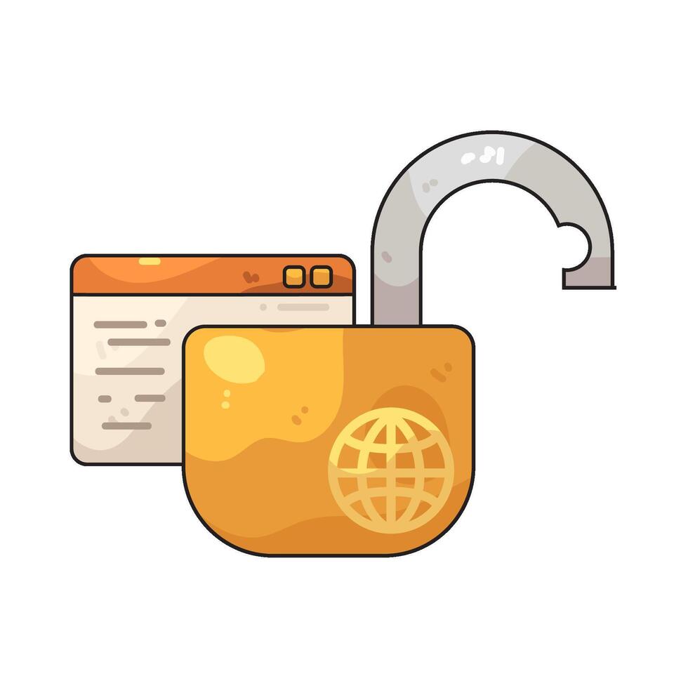 Illustration of an Open Padlock with Browser Window vector