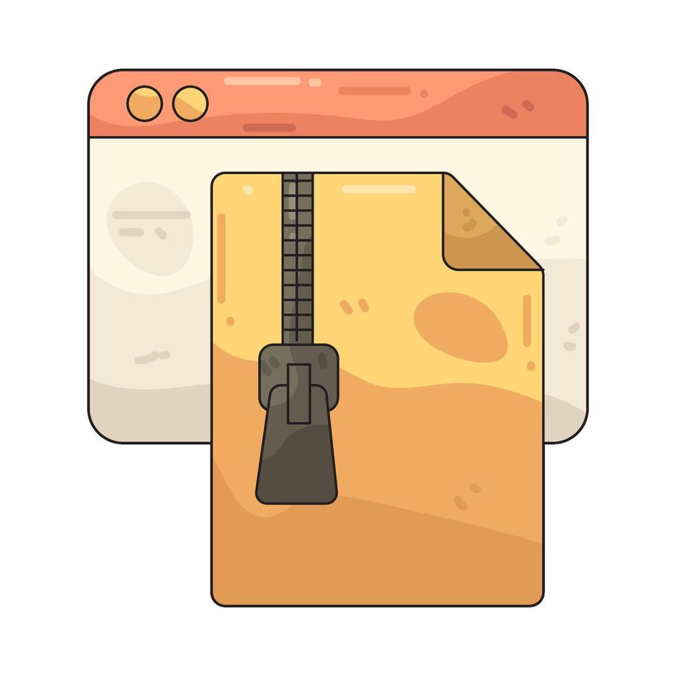 Illustration of Zipped File in Browser Window vector