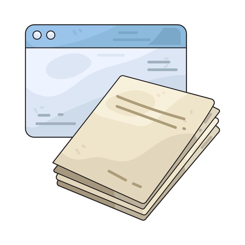 Documents Stacked with Browser Window Illustration vector