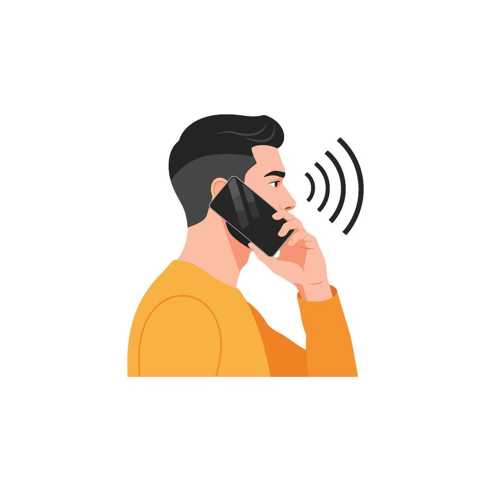 Verbal communication and discussion with people, a boy speaking in a phone conversation, a dialogue involving messaging and talk for advice and speech vector