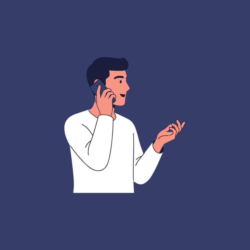 Man Speaking on Phone A Conversation Illustration with Communication and Dialogue vector
