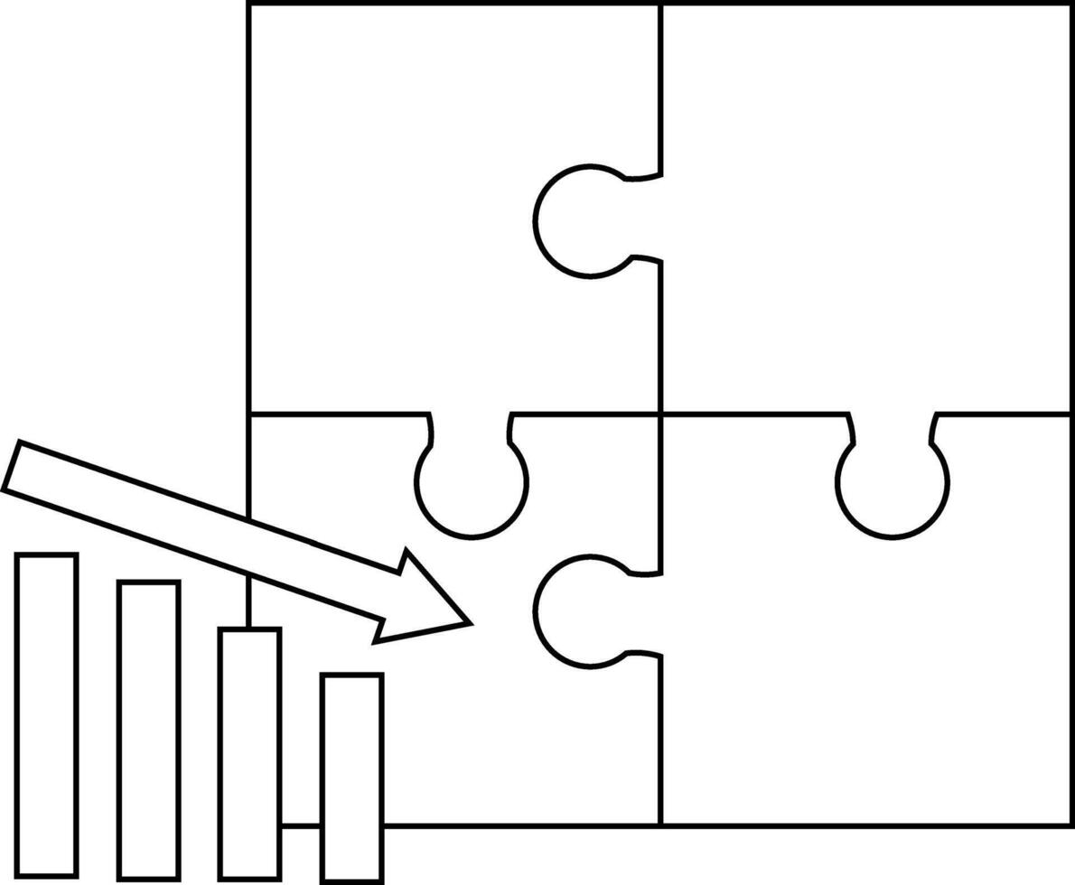 puzzle icon and graph icon down with white background vector