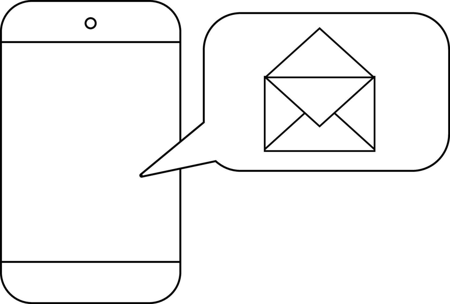 smartphone icon and open envelope icon with white background vector