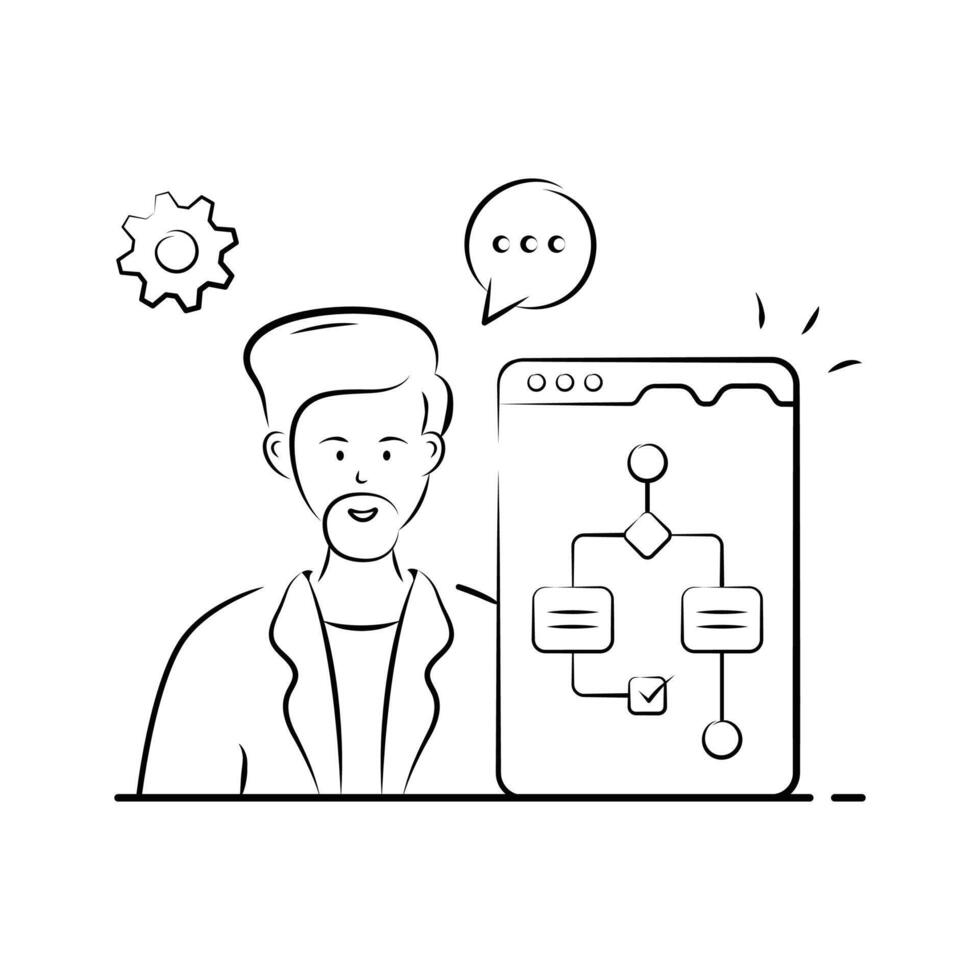 Workflow management illustration showing process and task planning.. vector