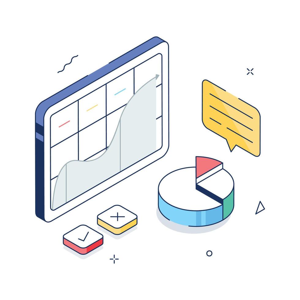 Data analysis illustration showing performance metrics and business insights. vector