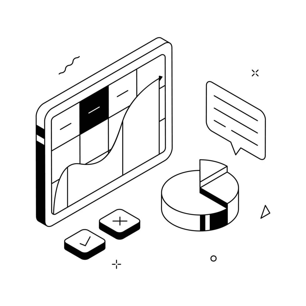 Data analysis illustration showing performance metrics and business insights.. vector