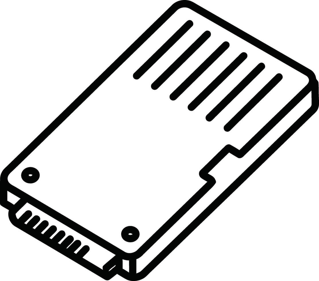 un sencillo línea dibujo de un computadora difícil conducir o sólido estado conducir. vector