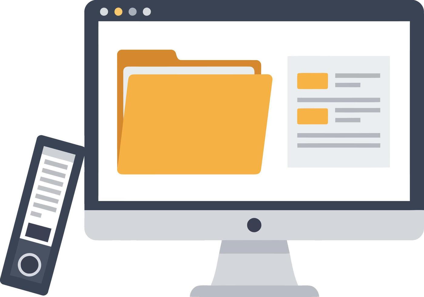 Computer Screen Showing Folders and Documents Digital Organization. vector