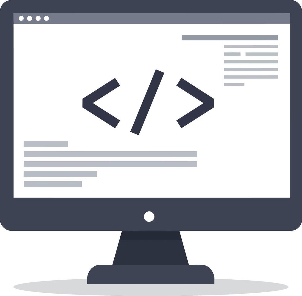 computadora pantalla mostrando código símbolos y texto líneas. vector