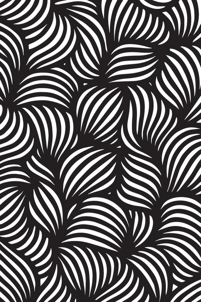 Abstract black and white optical illusion pattern with swirling stripes and organic forms vector