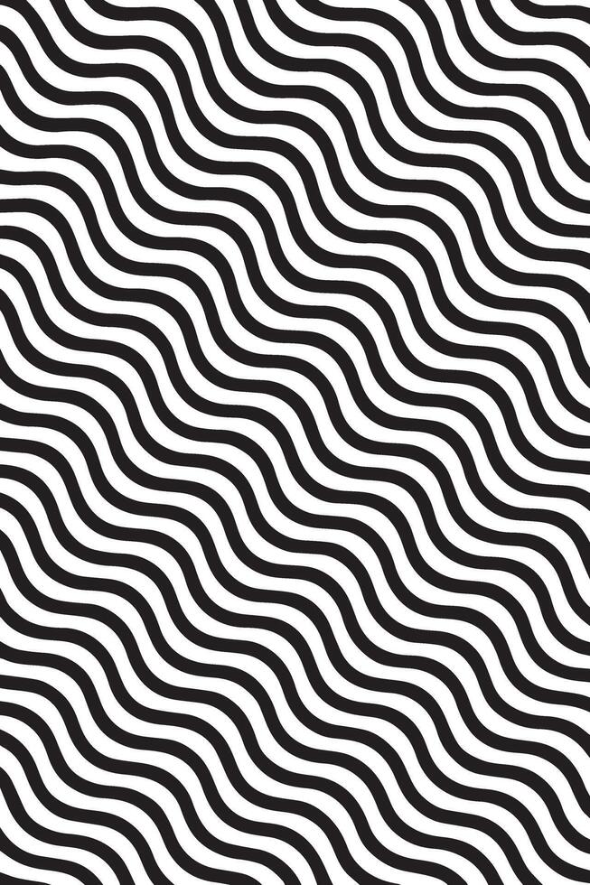 Abstract black and white wavy lines pattern creating a mesmerizing optical illusion of movement vector