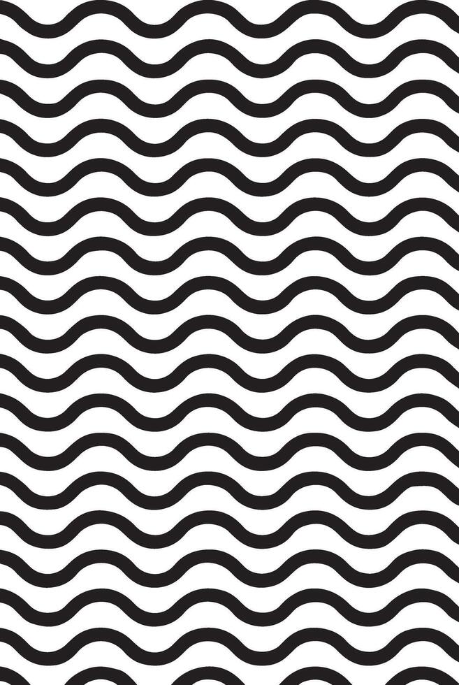 Abstract black and white wavy lines pattern seamless repeating geometric texture background vector