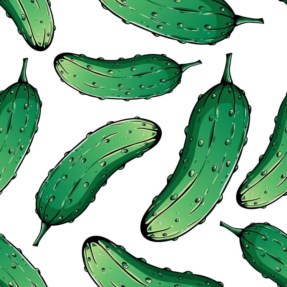 Seamless pattern of cucumbers on white background vector