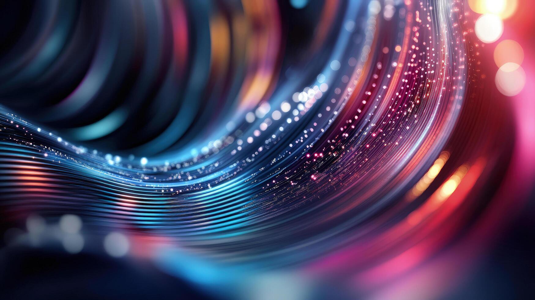 Flowing vibrant streams intertwine showcasing bokeh effects and colorful lights in an abstract composition photo