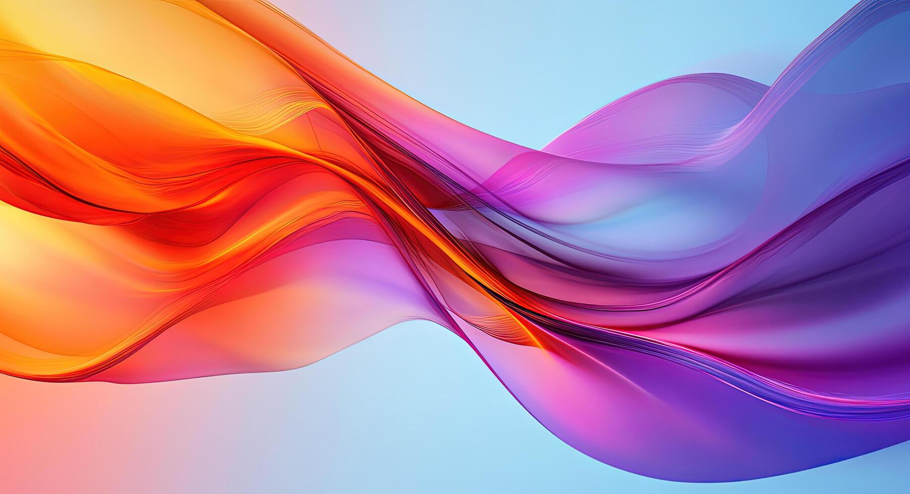Smooth waves of colorful hues cascade across a gradient background, creating a vibrant experience photo