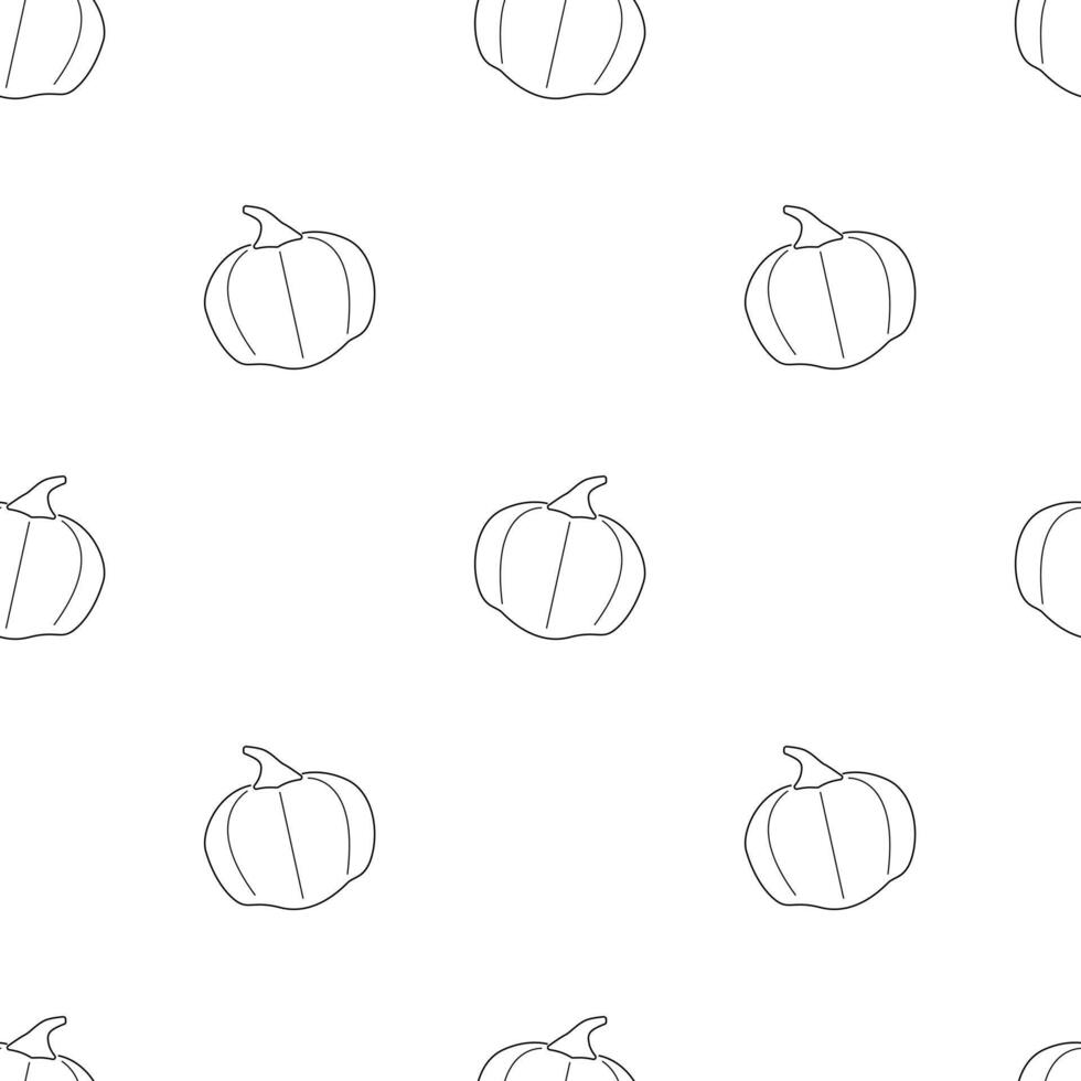 Outline pumpkins seamless pattern. Easy changeable color of pattern and background. vector
