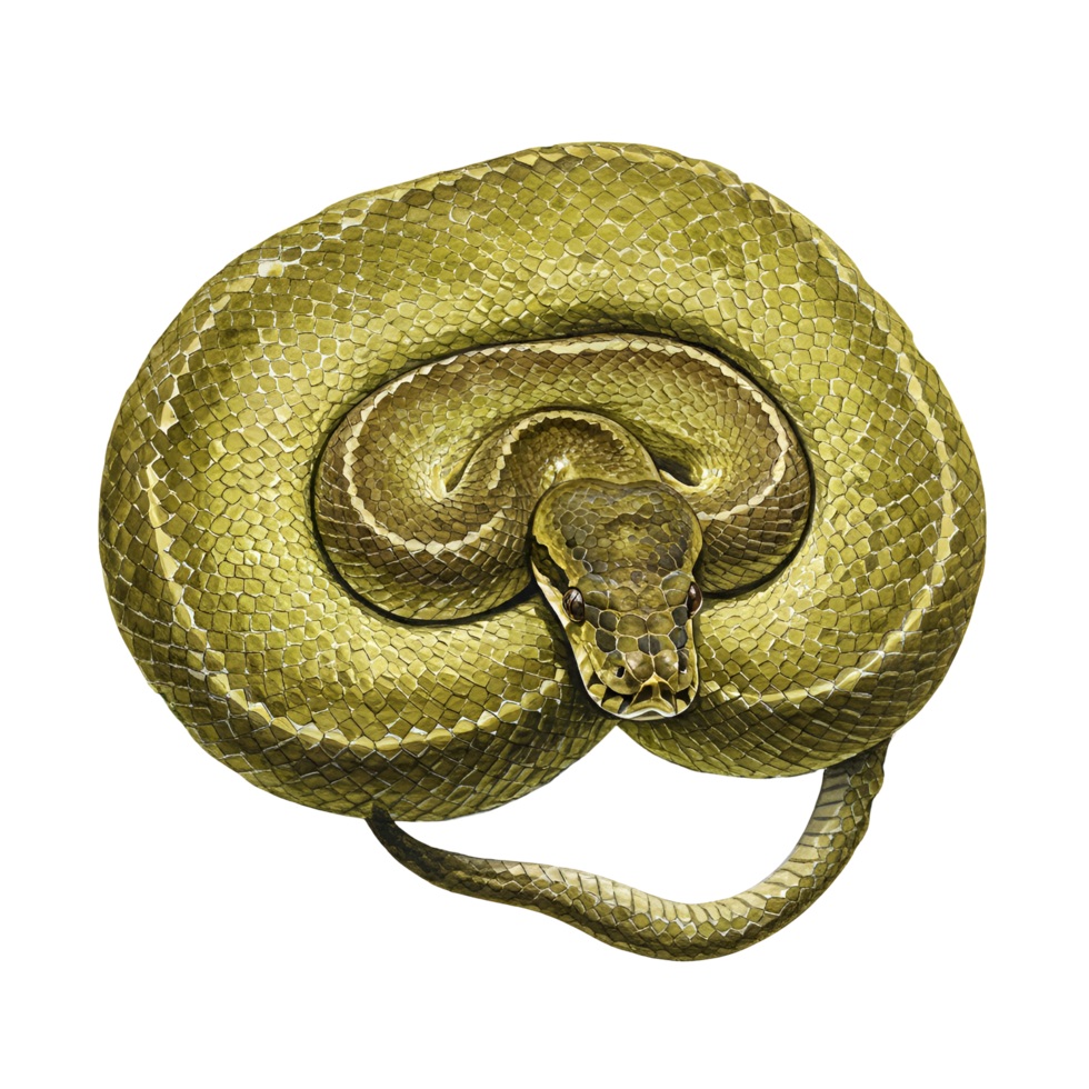 Green tree python snake image on transparent background png