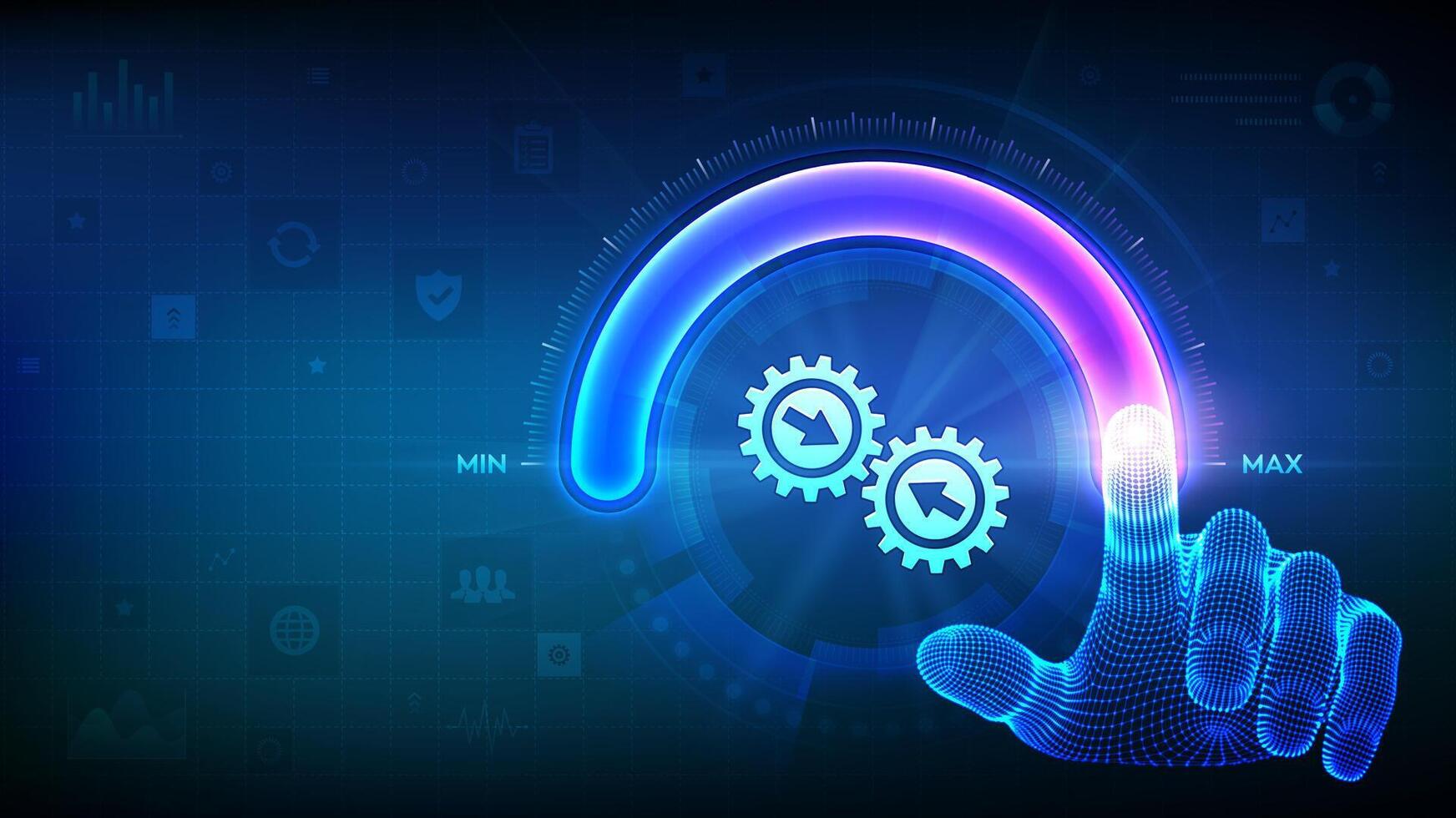 Hand adjusting digital performance settings vector