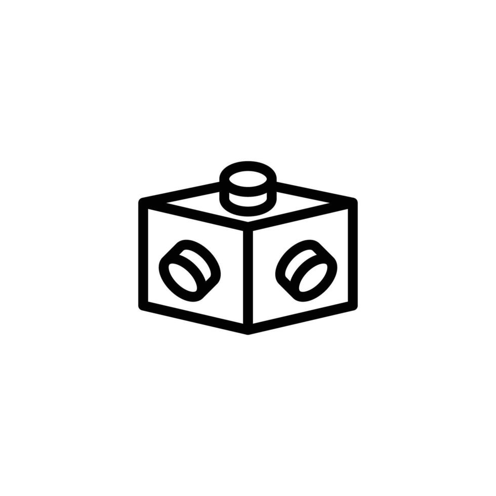 Minimalist Cube Block Outline Toy Construction Element vector