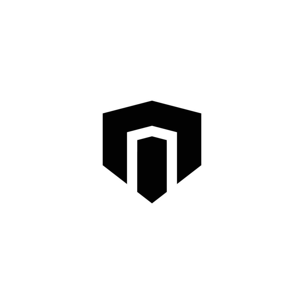 Black geometric shape stands out against a stark white background in minimalist style, providing a clean and modern graphic ideal for branding and design concepts. vector