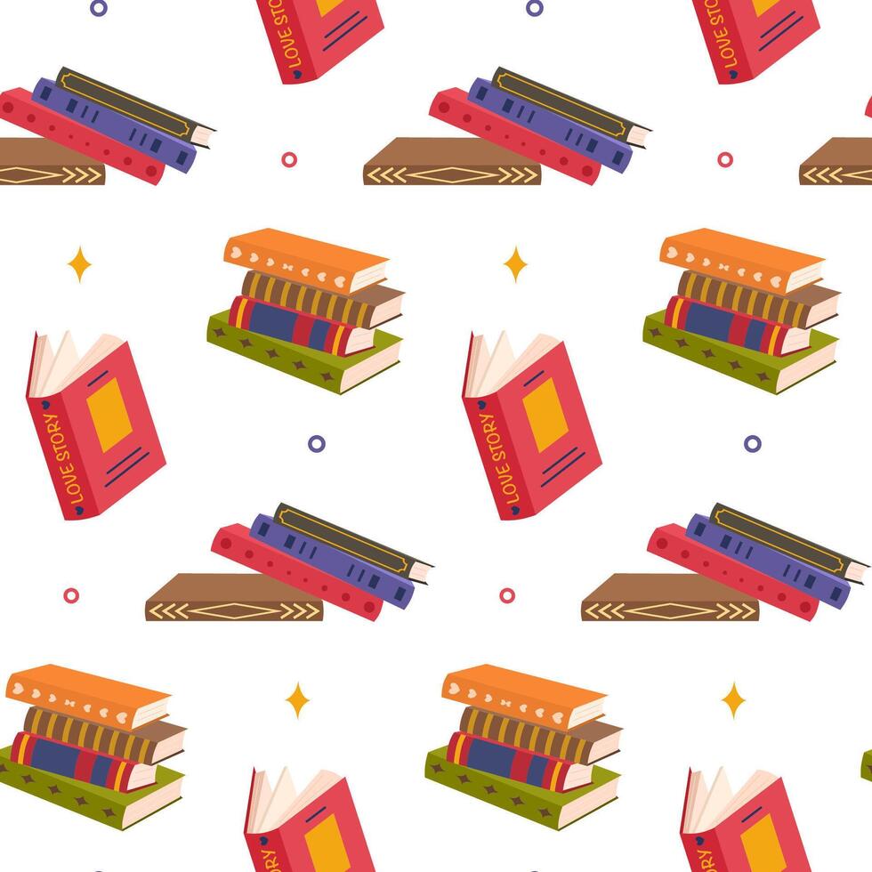 Seamless background with different books vector