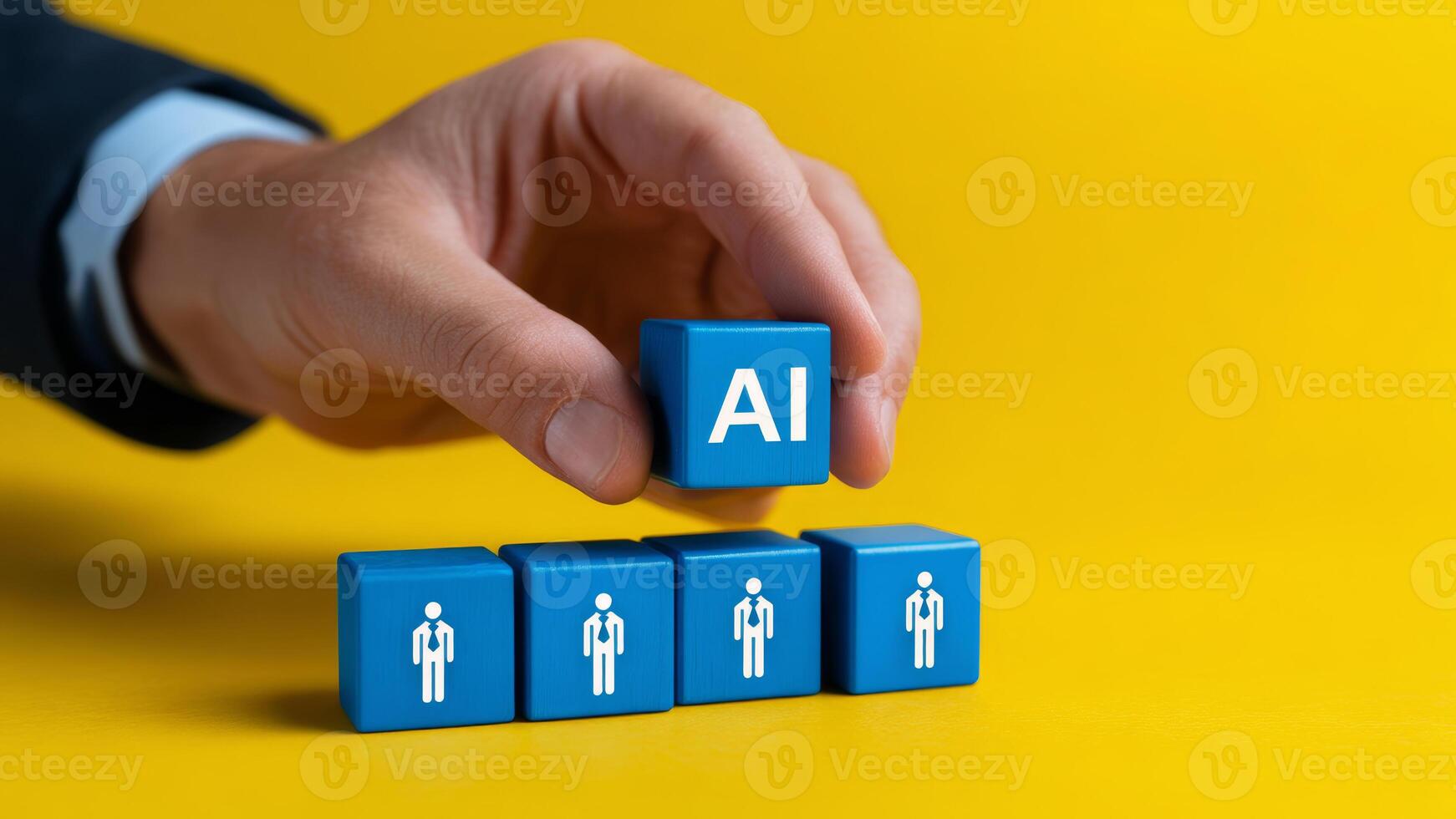 Ai impact on jobs automation block representing ai impact on jobs and workforce change photo