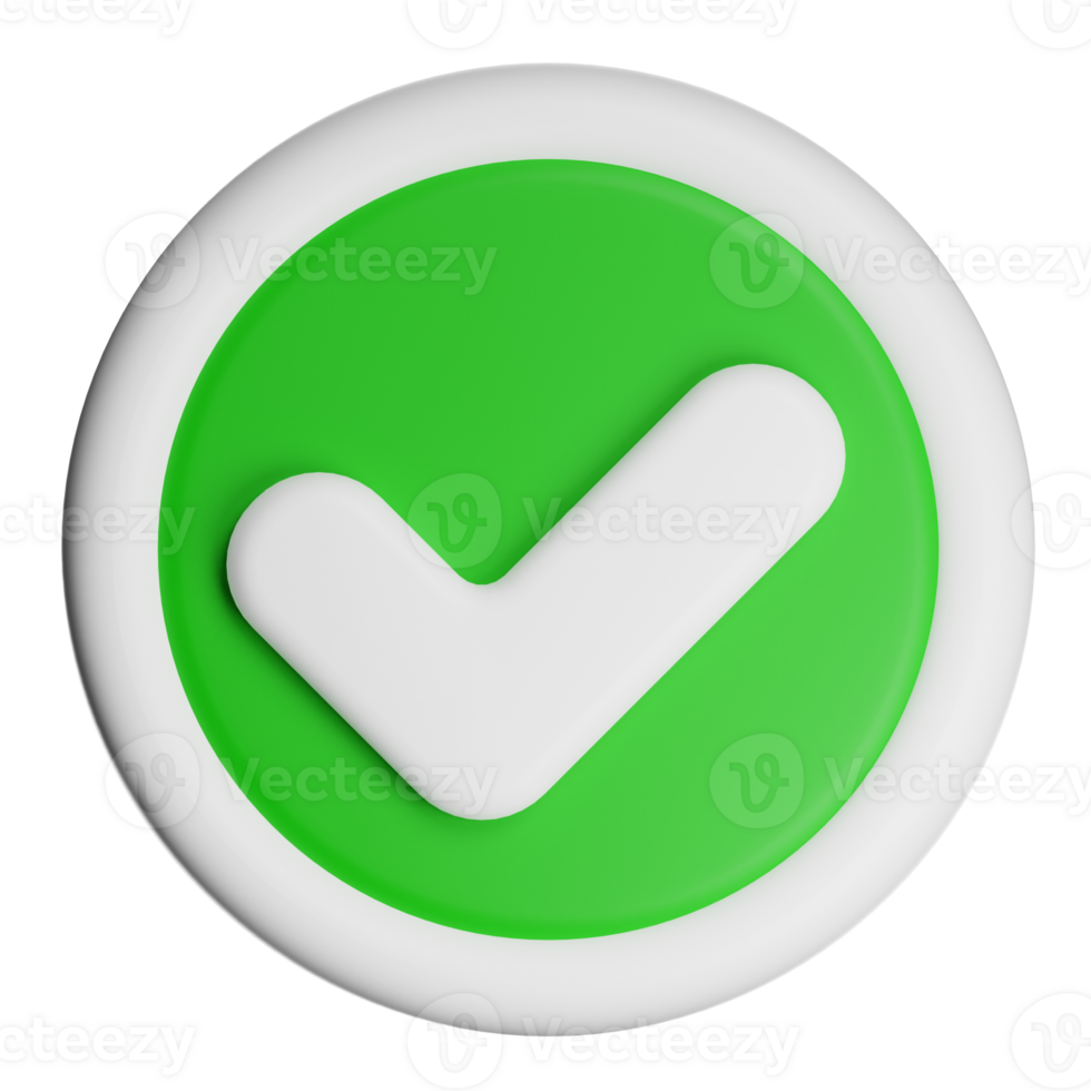 3d check mark symbol representing validation on transparent background png