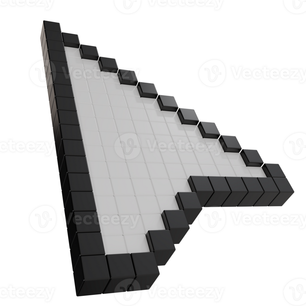 3d machen pixelig Computer Maus Mauszeiger Pfeil Symbol. Digital Zeiger Symbol zum Technologie, Internet Navigation, Netz Design, Software, und online Schnittstelle Konzepte png