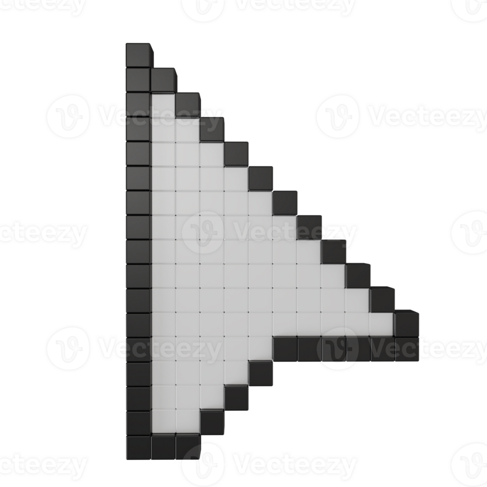3d machen pixelig Computer Maus Mauszeiger Pfeil Symbol. Digital Zeiger Symbol zum Technologie, Internet Navigation, Netz Design, Software png