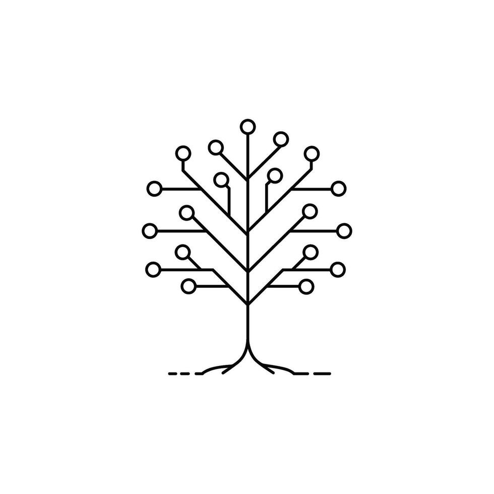 Minimalist circuit tree symbolizing technology and growth connection vector