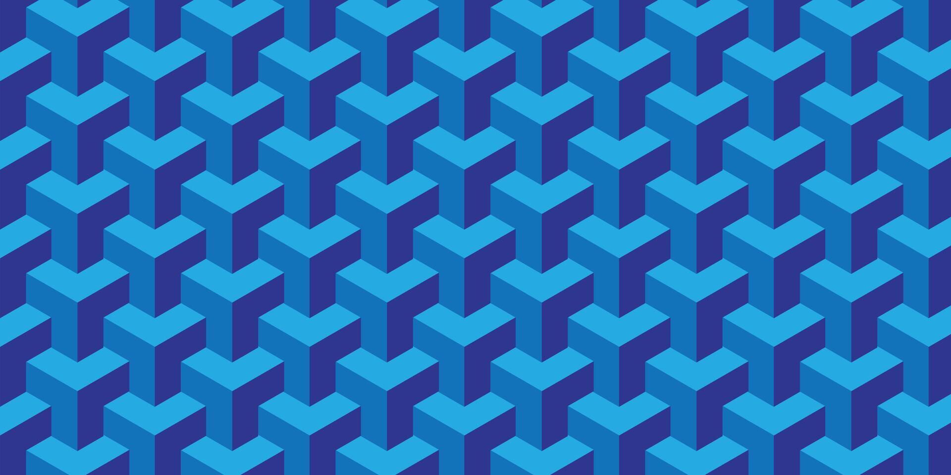 Abstract blue 3D hexagonal pattern with interlocking shapes, perfect for modern backgrounds, textiles, wallpapers, and stylish decorative designs. vector