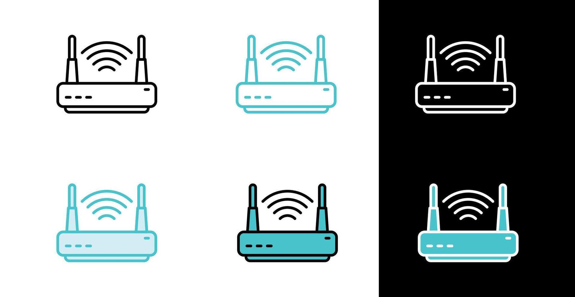 WiFi router network device icon in line and fill style vector