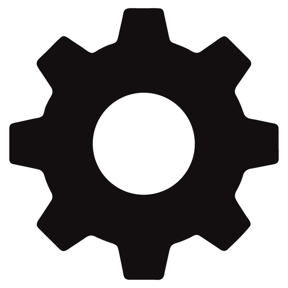 Gear cog symbol for settings and engineering, mechanical wheel design, industrial tool and technology process configuration art vector