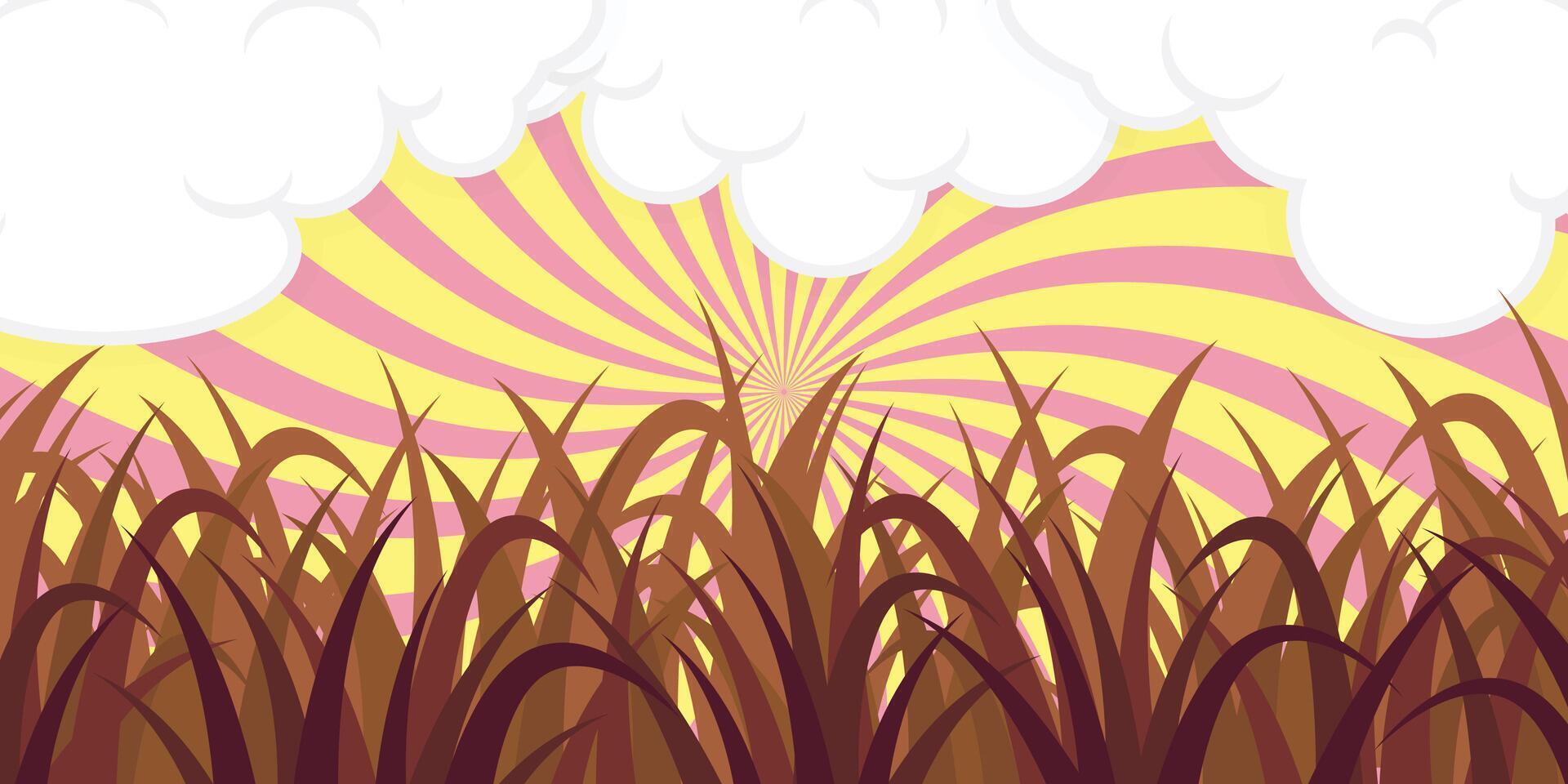 Harvest background with swirl pattern background, white clouds on top vector