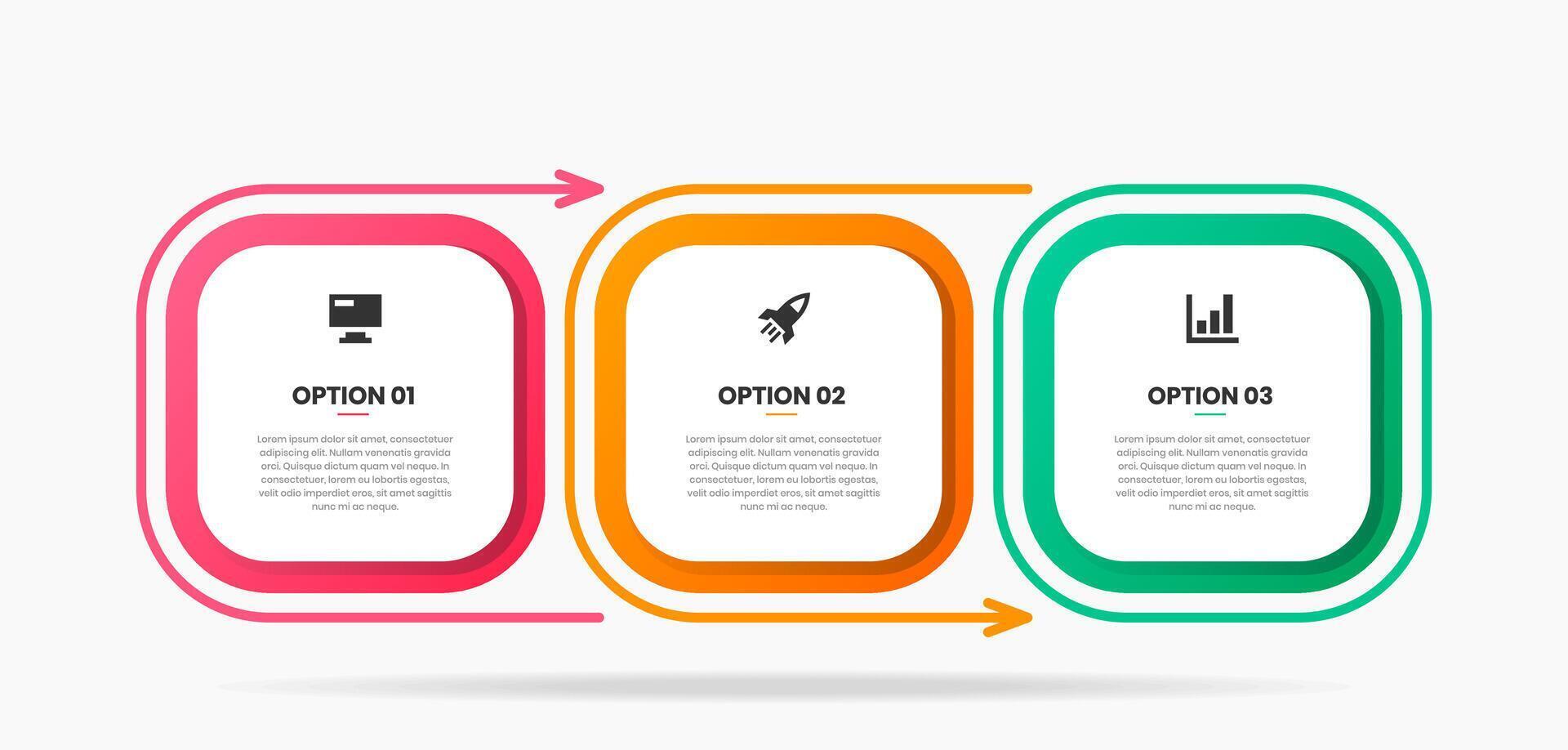 Square Infographic Element Design Templates with Icons and 3 Options. Suitable for Process Diagram, Presentations, Workflow Layout, Banner, Flow Chart, Infographic vector
