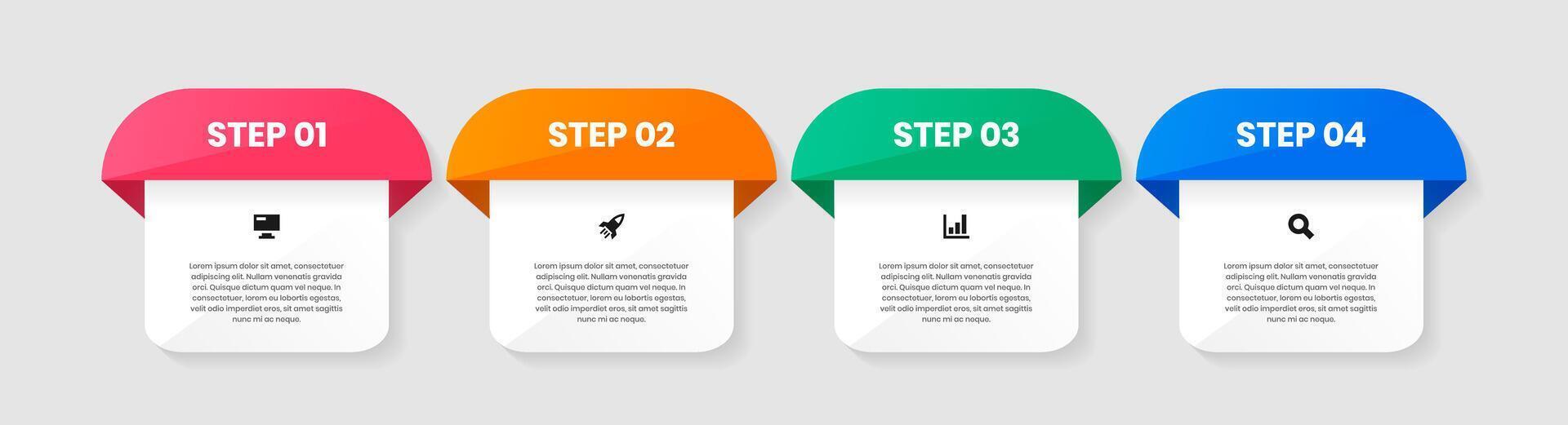Infographic Element Design Templates with Icons and 4 Steps. Suitable for Process Diagram, Presentations, Workflow Layout, Banner, Flow Chart vector