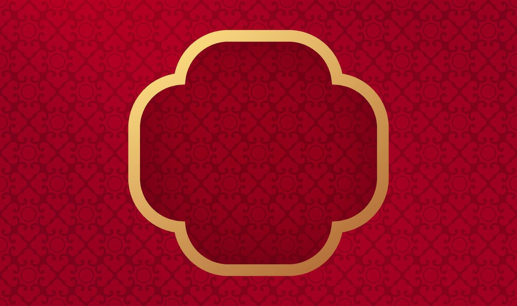 Red Chinese style patterned background design and border vector