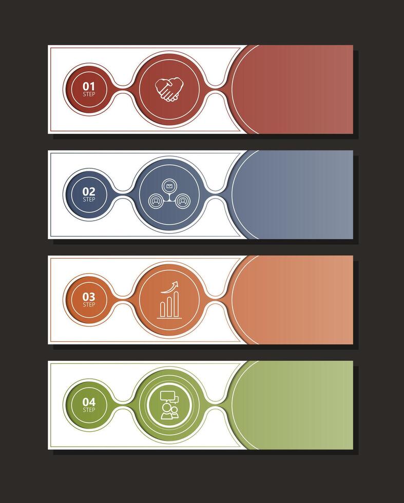 Modern Business Style Infographic Step Banner with Outline Circle Element vector