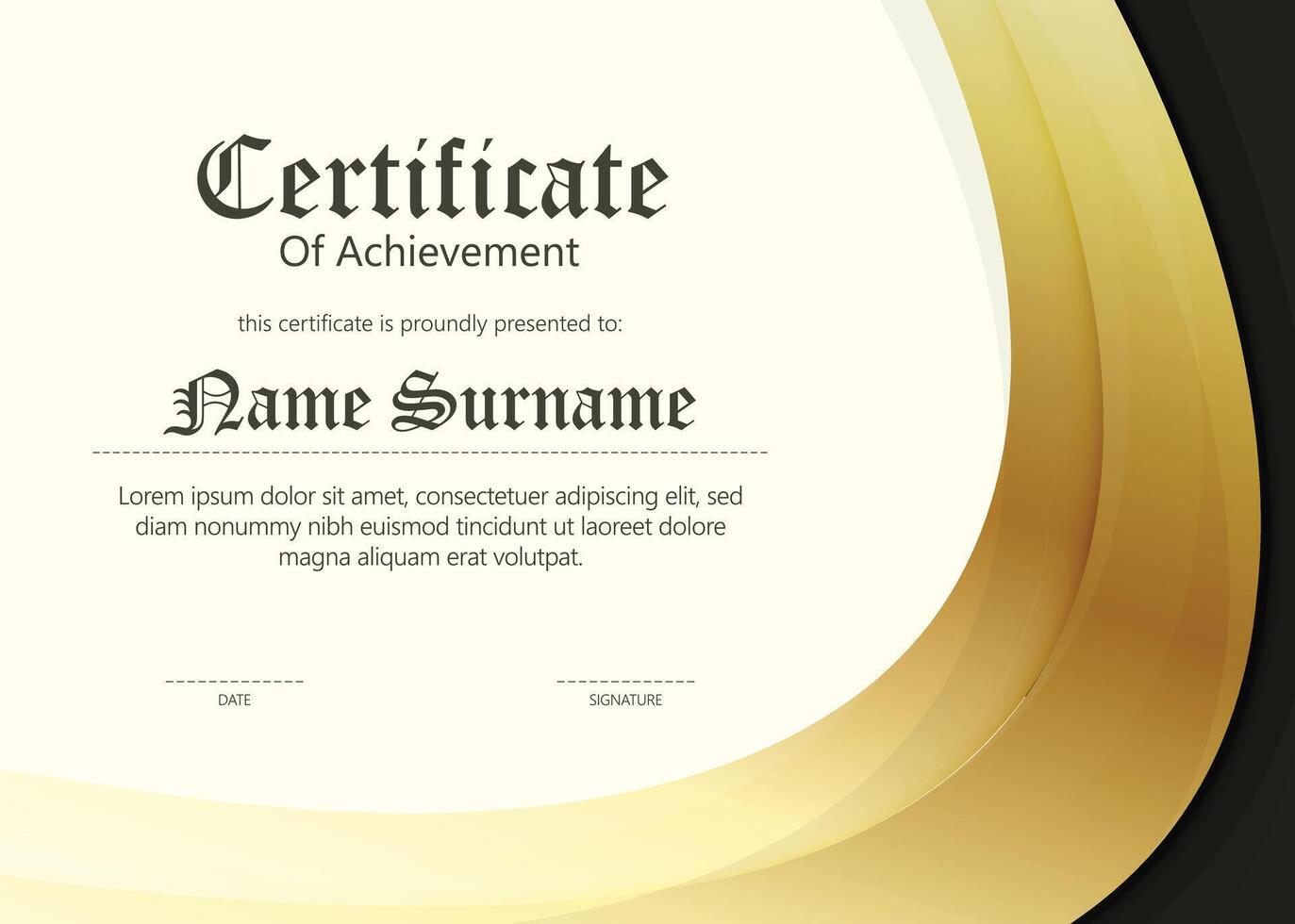 Golden Curve Border Certificate Layout Template vector