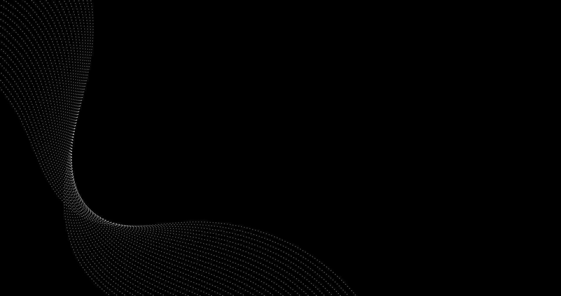 Black Abstract background with White Wave Lines particles Copy Space design element vector