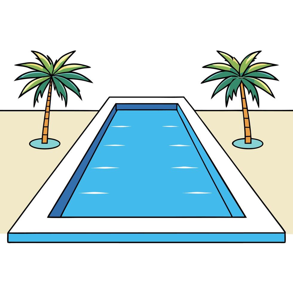 Beautiful sunlight reflections on a swimming pool with palm tree shadows by the edge Icons vector