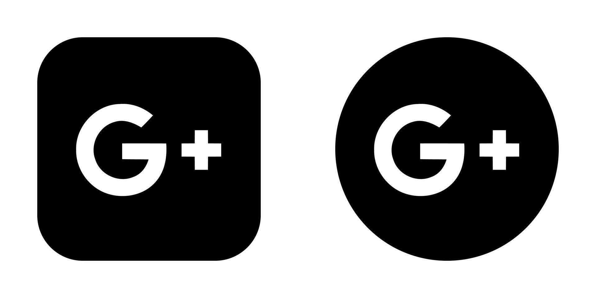 Google Plus Square and Circle Black Logo Bundle. Google Plus Icon Set. vector