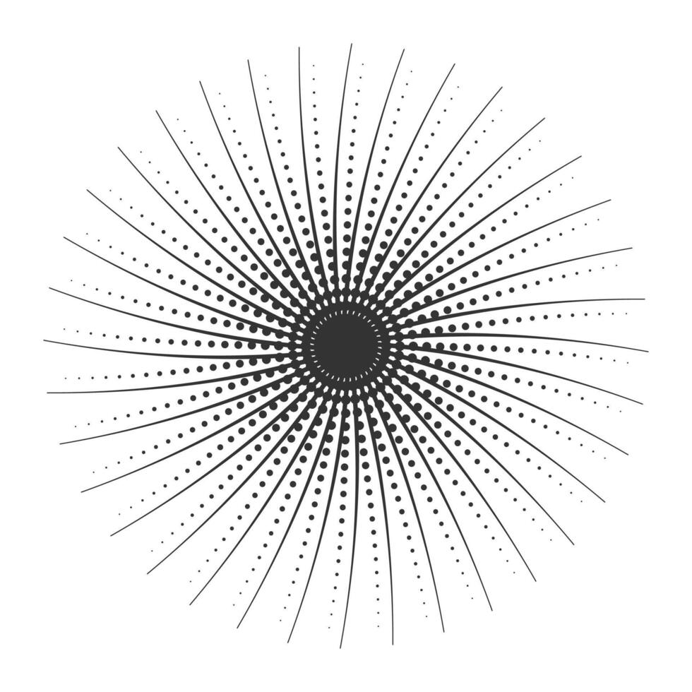 Abstract Halftone Sunburst Circle. Created using AI and finalized in professional software. vector