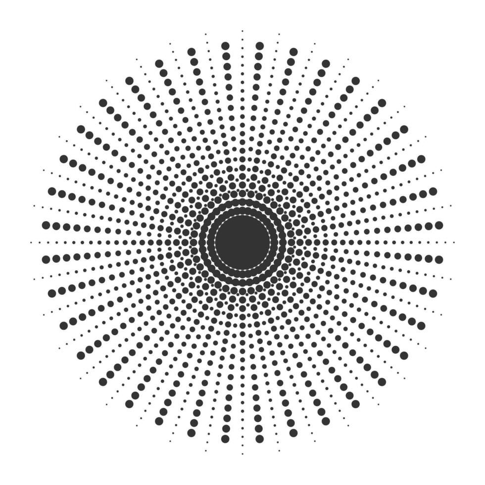 Abstract Radial Halftone Circle. Created using AI and finalized in professional software. vector