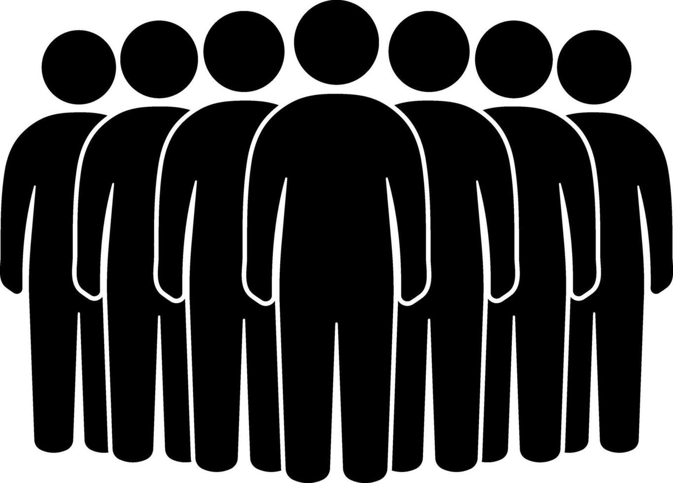 black icon of people standing in a row without background. vector