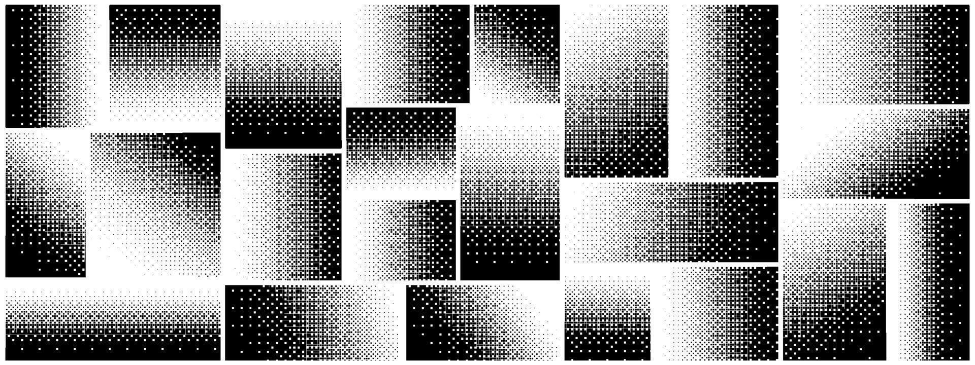 Pixel dissolve mosaic fade pattern with dot texture and digital art effects. Abstract geometric grid transformation for techno backgrounds or web compositions. Gradient data fragments fractured cube. vector